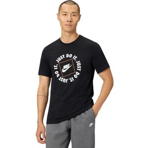 Nike Mens Sportswear Club T-Shirt (Just Do It Circle) (Large, Black)
