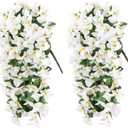2Pcs Artificial Bougainvillea,Spring Long Trailing Vines for Front Door Porch Used for Dining Table Center, Wedding Parties, and(White)