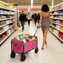 Portable Collapsible Wagon, Foldable Cart with Removable Side
