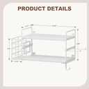 3-in-1 Wall Mounted Hair Dryer Holder with 2 Tier Shelves & Detachable Basket, Space Saving Organizer for Bathroom, Kitchen, Bedroom, Rust-Resistant, Easy Install (White)