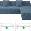 ZNSAYOTX Stretch Sectional Couch Covers New-Rectangle Texture, Thick Slipcovers with Elastic Bottom for L Shape Sectional Sofa, 2 Pcs Pet Friendly Universal Protector for(Chaise or Sofa), Dark Grey