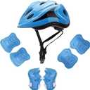 Kids Helmet Knee Elbow Pads Wrist Guard Sport Protective Gear Adjustable Scooter Skateboard Roller Bike Skate Cycling Safety Set for Boy Girl