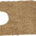 Toilet Mat, Non-Slip U-Shape Contoured Super Soft Plush Water Absorbent Machine-Washable Bath Rug Carpet (Champagne)