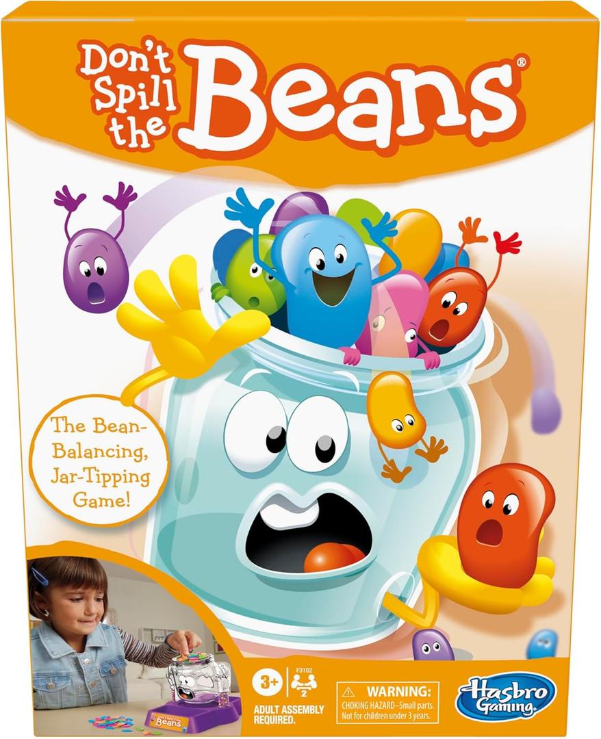 Hasbro Gaming Don't Spill The Beans Game for Kids, Easy and Fun Balancing Game for Children Ages 3 and Up, Easter Gifts for Boys and Girls, Preschool Games for 2 Players, Kids Board Games (7.875 X 2.5 X 10.5 Inches)
