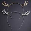 3 x Christmas Reindeer Antlers Headband Xmas Reindeer Hair Band Women Deer Horn Headpiece Hairband Hair Hoop Holiday Party Decoration Cosplay Costume Cute Handmade Crystal Hair Accessories 1 Pack Golden (Style 3: Golden Plated)