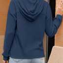 Dokotoo Womens Hoodies Casual Waffle Knit Long Sleeve Drawstring Pullover Sweatshirts Lightweight Hooded Tops (Blue), XL