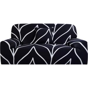 uxcell Stretch Sofa Cover Printed Couch Slipcover for Sofas Loveseat Armchair Living Room Universal Furniture with One Pillowcase (Black White Branches, Medium)