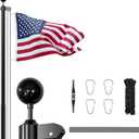 iElyiEsy 25FT Telescopic Flag Pole Kit – Black Outdoor Flagpole with 3x5 FT US Flag, PVC Sleeve, Tangle-Free Rings, Aluminum Clips, Black Ball Top, Bottom Bug-Proof Cap – For House, Yard, Garden