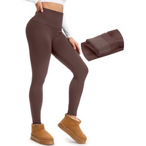 yeuG Fleece Lined Leggings for Women Thermal High Waisted Tummy Control Seamless Workout Yoga Pants (Small-Medium, Coffee)