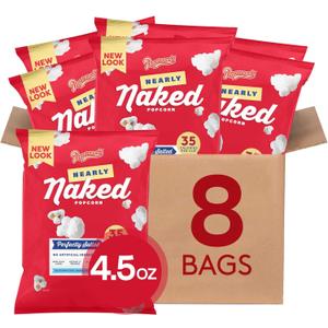 Popcornopolis Nearly Naked Gourmet Popcorn, Popped Popcorn Snack Bags, 4.5 Ounce (Pack of 8)  BBD 05/13/2026