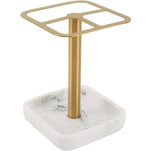 304 Stainless Steel Toothbrush Holder, Bathroom Toothpaste Storage Stand, Rustproof Metal Toothbrush Organizer Stand, 3 Slots Space Saving Toothpaste Organizer for Bathroom(Gold)