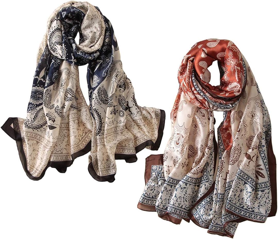 Silk Scarf Mulberry Silk Fashion Scarves Long Lightweight Shawl Wrap  (W82)