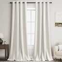 Linen Black Out Curtains 96 Inch Long Grommet Living Room Darkening Window Curtain Panel Extra Long Natural Earth Tone Farmhouse Style Thermal Insulated Blackout Curtains for Bedroom 96 Inches Long