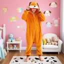 WAFUNNE Animal Onesie Costume for Kids Child Boys Girls Womens Mens Cosplay Halloween Dog Orange (130(for height=3'10"-4'2"))