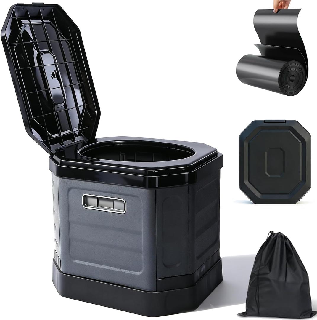Camping Toilet for Adults - Portable Folding Toilet with Lid, Travel Portable Potty for Adults, Porta Potty Car Portable Potty