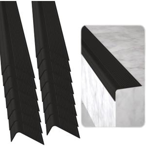 Rubber Bond Stair Edge Protector (Pack of 15) 36x2x1 inch Anti-Slip Stair Corner Trim Rubber Strips - Waterproof Self-Adhesive Staircases for Outdoor & Indoor Uses | Protect Kids & Pets - Black