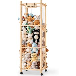 Stuffed Animal Zoo Organizer with Wheels Extra Large Plush Storage Cage, Stuffed Animal Holder & Stuffed Animal Storage for Kids Bedroom and Playroom