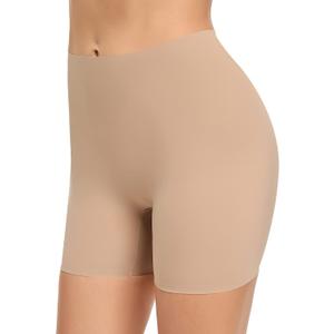 Womens Slip Shorts for Under Dress Seamless Shapewear Boyshorts Tummy Control Panties Shaping Shorts (Medium, #3 Beige(no Control))