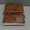 FALAN MULE Women Leather Wallet Large Capacity Bifold RFID Blocking Card Holder with Zipper Coin Pocket (BJ-Light Brown)