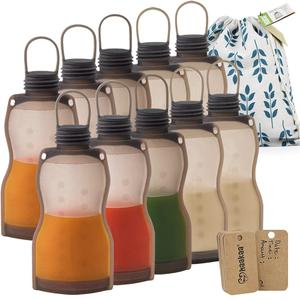 Haakaa Breastmilk Storage Bags Silicone Milk Storage Bags for Breastfeeding Reusable & Leakproof, 9oz/260ml, 10 PK (Gray)