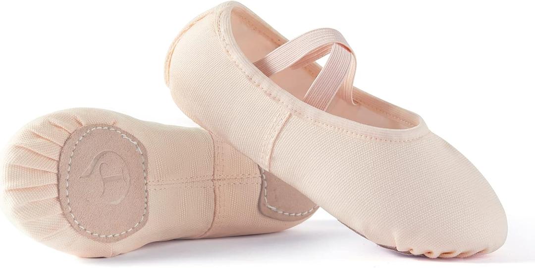 Ballet Shoes for Girls, Canvas Dance Practice Slippers No-Tie Sole Yoga Gymnastics Shoes(Toddler/Little Kid/Big Kid) (Beige)