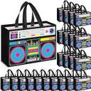 12 Pcs 80s90s Party Favor Bags Non Woven Retro Radio Grocery Bags for Hip Hop Birthday Disco Rock Party