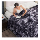 Cozy Bliss Faux Fur Throw Blanket for Couch, Fuzzy Soft Plush Thick Bubble Blanket for Sofa Bedroom Living Room, 60 * 80 Inches Tie Dye Black