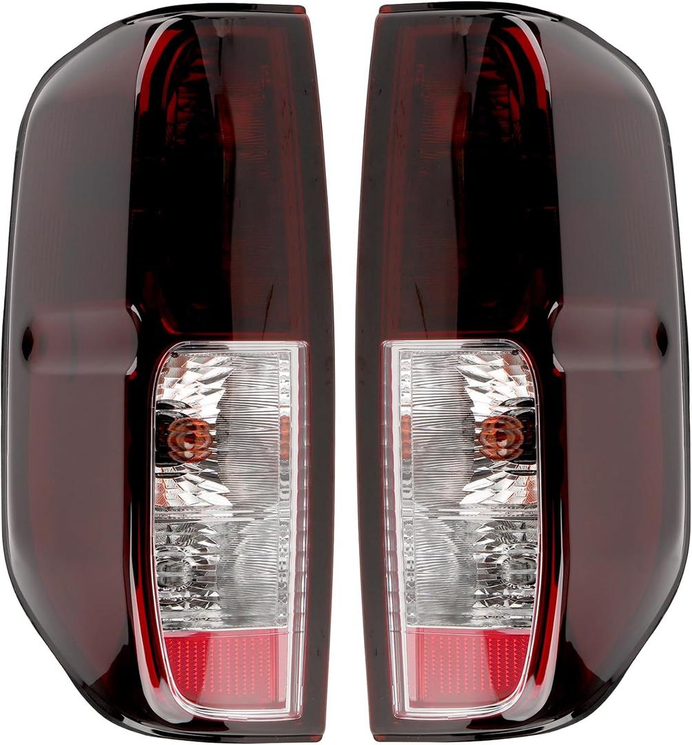 Dark Red Tail Lights With Halogen Bulbs Compatible With 2005-2021 Nissan Frontier, 2009-2012 Suzuki Equator Rear Light Brake Lamps Smoke Lens NI2800170 26555-EA825