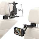 KDD Car Headrest Tablet Holder Mount, 360Adjustable iPad Stand for Car Back Seat and Desk, Road Travel Essentials Accessory Compatible with iPad Pro,Air, Switch, Galaxy, 4.7-12.9" Phone and Tablet