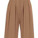 PRETTYGARDEN Womens Summer Jumpsuits Dressy Casual One Piece Outfits Sleeveless Mock Neck Wide Leg Pants Rompers with Pockets (Small, Camel)