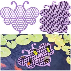 Patelai 4 Pack Floating Bee Island Watering Station 8 Inch EVA Foam Floating Bee Watering Station Butterfly Waterer for Feeding, Bath, Outdoor Garden Decor (Purple)