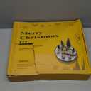 AMH 12 PCS Christmas Table Decorations Set with Oak Rotating Base  Xmas Town Village Centerpiece with Santa, Train, House, Trees & Figurines, Tabletop Decorations for Holiday Dining & Coffee Tables