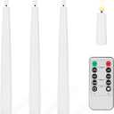Flameless Taper Candles with 3D Wick, 9.6" Real Wax LED Candles with Remote and Timer, 3 Pack Flickering Candlesticks Battery Operated, Classic Tall Taper Candles for Home, Wedding, Party, White