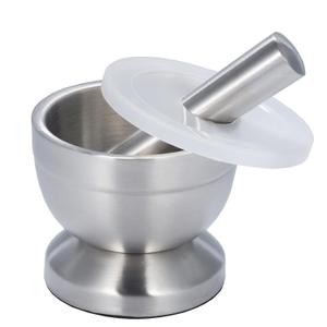 Stainless Steel Mortar and PestlePill Crusher for Grinding Herbs Spices, Kitchen Spices Herbs Pesto Grinder (Large)