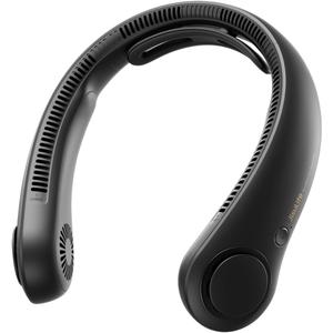 JISULIFE Portable Neck Fan Upgraded, Neckbrace Personal Hands Free, 5 Speed Gears Adjustment, 5000 mAh Wearable Bladeless Quiet Rechargeable for Outdoor Indoor, Gifts for Women Men- Black