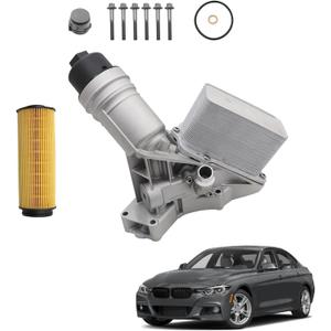 SecosAutoparts Aluminium Engine Oil Cooler Filter Housing Assembly, 11428583895 Fit for BMW X3 X4 X5 X6 X7 340i 440i 540i 640i 740i 745e 840i M2 M240i M3 Z4 2016-2023 3.0L Replace 11428511391