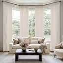 MIULEE Pinch Pleated Thick Linen Curtains 90 Inches 4 Panels Set Ivory Cream Back Tab Memory Trained Pinch Pleat Semi Sheer Light Filtering Privacy Curtains Window Drapes for Living Room Bedroom Birch