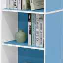 Furinno LUDER Book Shelf, 5-Tier Bookshelf, Bookcase with Open Shelves, 9.4 x 15.8 x 52, Easy Assembly, for Living Room, Bedroom, Home Office, White/Light Blue