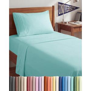 Twin XL Size 3 Piece Sheet Set - Comfy Breathable & Cooling Sheets - Hotel Luxury Bed Sheets for Women & Men - Deep Pockets, Easy-Fit, Soft and Wrinkle Free Sheets - Spa Blue Oeko-Tex Bed Sheet Set