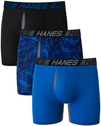 Hanes Men’s Total Support Pouch Boxer Briefs, X-Temp Cooling, Moisture-Wicking Underwear, Regular, Long-leg and Trunk, 3-Pack, L