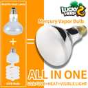 LUCKY HERP 125 Watt UVA+UVB Vapor Heat Lamp Bulb, High Intensity Self-Ballasted Heat Basking Lamp/Bulb/Light for Reptile and Amphibian, Sun Lamp for Bearded Dragon Lizard Turtle