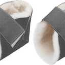 2 Pcs Heel Protectors for Pressure Sores Sheepskin Heel Pads Soft Foot Cushions Pad Heel Protectors Adjustable Foot Pillows with Securing Strap for Bed Sore Ankle Ulcers(Dark Grey)