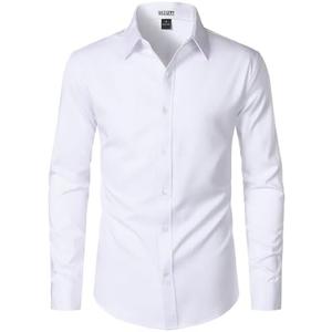 ZEROYAA Men's Wrinkle Free Long Sleeve Dress Shirt Business Casual Modern Slim Fit Button Down Shirts for Wedding and Office, Size XL