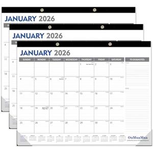 OuMuaMua 3-Pack Large Desk Calendars 2025-2026- 18 Months from Jan. 2025 through Jun. 2026, 22" x 17" Desktop Wall Calendar with Julian Date To-do & Notes, Corner Protectors for School Home Office