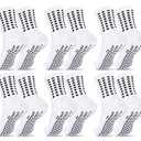 Duufin 6 Pairs White Grip Socks Soccer Youth Grippy Sports Athletic Football Grip Soccer Non Slip Socks for Youth Boys Girls 10-15 Years Old