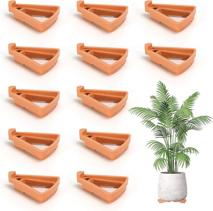 Flower Plant Pot Feet,Pot Toes Pot Lifters Supports Small to Large Flower Planters,Invisible Flower Pot Risers,Potted Plant Stand Feet,Flower Pot Feet Rack for Indoor and Outdoor Planters (12, Orange)