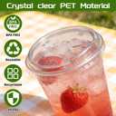 50 Pcs Clear Strawless Plastic Lids, 98mm/3.85inch PET Sip Lids for 12, 16, 20 and 24 oz Cups, Disposable Transparent Sipper Cup Lids for Iced Coffee Milkshake Party Supplies