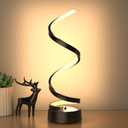 NUR Classic Spiral LED Table Lamp Black, Dimmable Metallic Bedside Lamp with Touch Controller, 3 Colour Temperature, 15.8 Inch Height, Contemporary, Decorative Lamp for Home, Living Room & Office