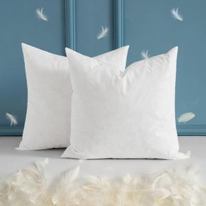 MIULEE Set of 2 20x20 Inches Decorative Throw Pillow Inserts, Down and Feather Cotton Fabric Pillows, Square Sham Stuffer for Sofa Couch Living Room