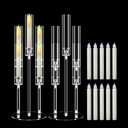 2 Set 5 Arm Acrylic Candle Holder with Candles, Mjkeomo 27'' Tall Table Candelabra, Complete Centerpiece Set for Fireplace Mantel, Wedding, Housewarming Gift